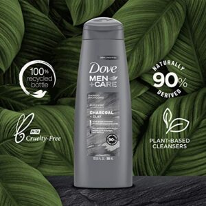 DOVE MEN + CARE Men+Care Shampoo for HealthyLooking Hair Charcoal Clay Naturally Derived Plant Based Cleansers, Fresh, 12 Ounce