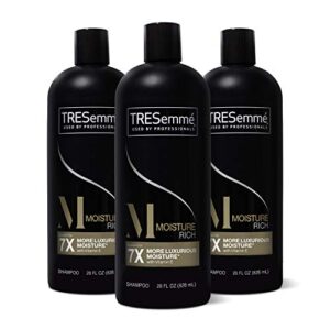 tresemmé shampoo for dry hair moisture rich professional quality salon-healthy look and shine moisture rich formulated with vitamin e and biotin, 28 fl oz (pack of 3)