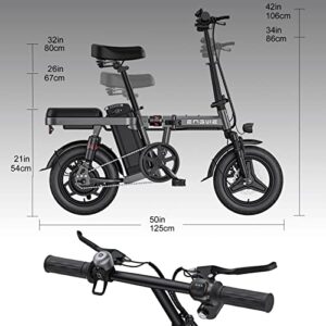 ENGWE Mini Electric Bike for Adults Teens, 14" Fat Tire City Commuter Ebike, 20MPH Light Weight Folding Electric Bicycles with 350W Motor 48V 10AH Removable Lithium Battery Multiple Shock Absorptions