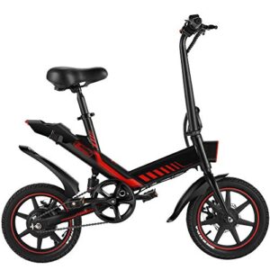 sailnovo electric bicycle, 14” electric bike for adults and teenagers with 18.6mph waterproof folding electric bike with removable 36v 10.4ah lithium-ion battery throttle & pedal assist