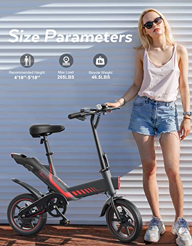 Sailnovo Electric Bicycle, 14'' Electric Bike for Adults and Teenagers with 18.6MPH Waterproof Folding Electric Bike with Removable 36V 10.4Ah Lithium-Ion Battery Throttle & Pedal Assist