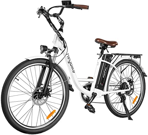 Heybike Cityscape Electric Bike 350W Electric City Cruiser Bicycle Up to 40 Miles Removable Battery, Shimano 7-Speed and Dual Shock Absorber, 26" Electric Commuter Bike for Adults