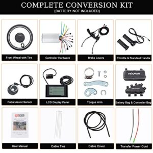 PEXMOR Electric Bike Conversion Kit, 48V 1000W 26" Front/Rear Wheel w/Tire Ebike Conversion Kit, Electric Bicycle Hub Motor Kit with LCD Display/Controller/PAS/Brake Lever/Torque Arm (Front)