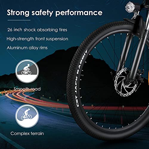 GELEISEN Electric Bike for Adults, Folding Electric Mountain Bike 26" Adults Ebike with 350W Motor & Removable 36V 10Ah Battery,20MPH Electric Bicycle with Shimano 21 Speed,Double Shock Absorption