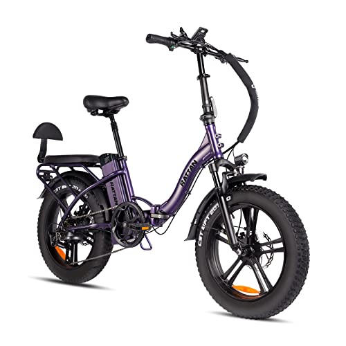 Rattan 750W Electric Bike for Adults Foldable Electric Bikes 48V 13AH Removable Battery 20" x 4.0 Fat Tire Electric Bicycles Ebike 2 Seater Electric Bike for Adults (LF-Purple)