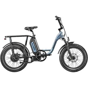 rambo bikes rooster 750w electric bike – all-purpose single-speed ebike – 20mph top speed, 35-mile range – 20” fat tires – 5 power levels, removable 14ah battery, step through frame, lcd tracker