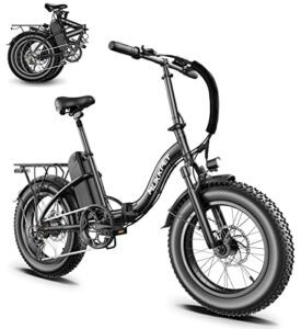 mukkpet electric bike for adults,ebike,folding e bike,fat tire ebike 500w 48v 13ah removable lithium battery 20 * 4.0” fat tire city ebike for adult folding ebike for men women (black-gl)