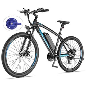 ancheer 500w electric bike 27.5” adults electric commuter bike/electric mountain bike, 48v ebike with removable 10/10.4ah battery, professional 21 speed gears