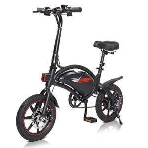 pexmor electric bike for adults, 14″ folding electric bicycle 350w ebike throttle & pedal assist w/dual disc brake, 36v 6ah electric commuter city foldable bike w/lcd display & led headlight(black)