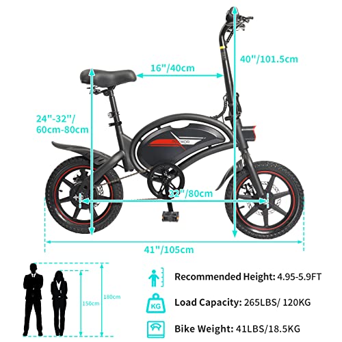 PEXMOR Electric Bike for Adults, 14" Folding Electric Bicycle 350W EBike Throttle & Pedal Assist w/Dual Disc Brake, 36V 6AH Electric Commuter City Foldable Bike w/LCD Display & LED Headlight(Black)