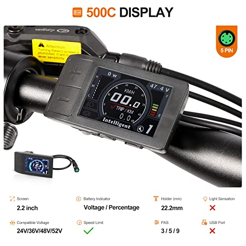 BAFANG BBS02B Mid Drive Kit : 48V 500W Mid Mount Electric Bike Conversion Kit with 48V 13Ah Shark Battery & 500C Display & Small 36T Chainring for BB68-73mm, Powerful Motor for Mountain Road Bike