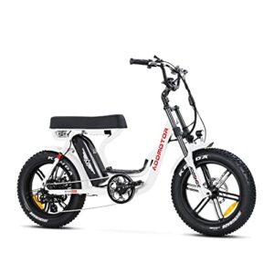 addmotor motan ebike moped-style 20” fat tire electric bike, 105 mi, 750w motor, 48v/20ah battery ul certified, m-66 r7 step thru snow mountain electric bicycle with long banana seat