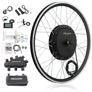 pexmor electric bike conversion kit,36v 750w 24″/20″ front wheel ebike conversion kit, electric bicycle hub motor kit with lcd display/controller/pas/brake lever/torque arm (20 inch)