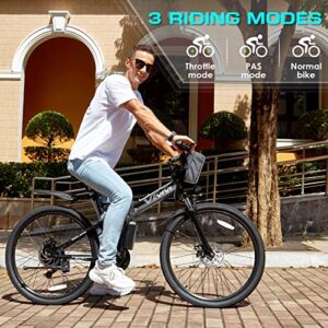 Vivi Folding Electric Bike 500W Electric Bike, 26" Electric Bicycle with Removable 48V Battery, 20MPH Electric Bikes for Adults, Up to 50Miles Range, Dual Shock Absorber, Shimano 21 Speed Gears