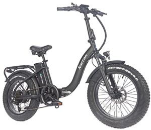 narrak 48v 500w 13 ah 20″ x4.0 folding fat tire step over/step-thru electric bicycle mountain removable battery e-bike foldable snow electric bike (step-thru black)