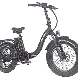 Narrak 48V 500W 13 Ah 20" x4.0 Folding Fat Tire Step Over/Step-Thru Electric Bicycle Mountain Removable Battery E-Bike Foldable Snow Electric Bike (Step-Thru Black)