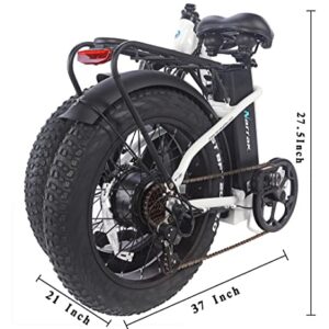 Narrak 48V 500W 13 Ah 20" x4.0 Folding Fat Tire Step Over/Step-Thru Electric Bicycle Mountain Removable Battery E-Bike Foldable Snow Electric Bike (Step-Thru Black)