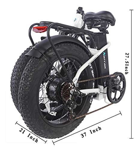 Narrak 48V 500W 13 Ah 20" x4.0 Folding Fat Tire Step Over/Step-Thru Electric Bicycle Mountain Removable Battery E-Bike Foldable Snow Electric Bike (Step-Thru Black)