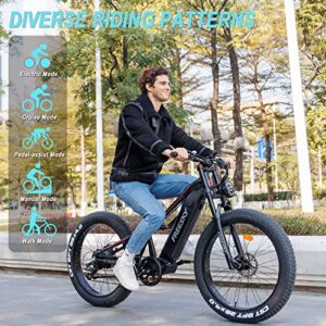 FREESky Electric Bike for Adults 1000W BAFANG Motor 48V 20Ah Samsung Cells Battery Ebike, 26" Fat Tire Full Suspension Electric Bicycles, 35MPH Snow Beach Mountain E Bike Shimano 7-Speed UL Certified