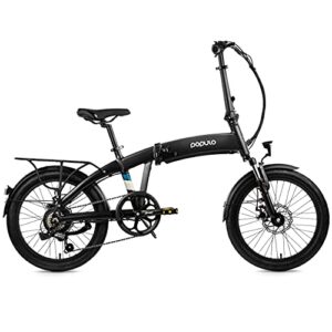 populo 20” folding electric bike for adults, 250w 36v electric bicycle with removable battery, lightweight aluminum ebike with suspension fork, lights & rear rack included, usb charge.