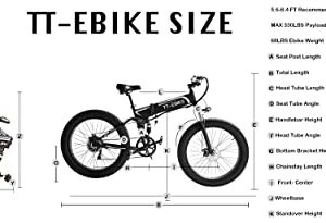 TT-EBIKE Folding Electric Bike Adults 750W Motor with 48V/15AH Removable Battery 26 inch 4.0 Fat Tire 31MPH Full Suspension System Snow Mountain Beach Ebike with Shimano 7-Speed Gear