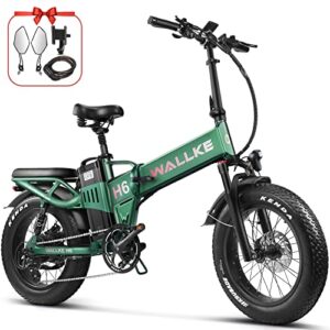 Wallke H6 Electric Bike Adults Folding Fat Tire 35AH Dual Battery Ebike 750W 32MPH Long Range 20" Electric Bicycle Shimano 8 Speed Full Suspension