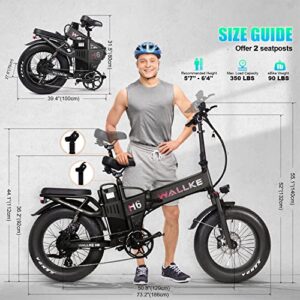 Wallke H6 Electric Bike Adults Folding Fat Tire 35AH Dual Battery Ebike 750W 32MPH Long Range 20" Electric Bicycle Shimano 8 Speed Full Suspension