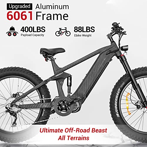 Himiway Cobra Pro Adult Electric Bicycles, 1000W Ebike 80MI Long Range 26"x4.8" Fat Tire Electric Bike 400lbs Payload with Four-Bar Linkage Suspension, Shimano 10 Speed System, 25MPH