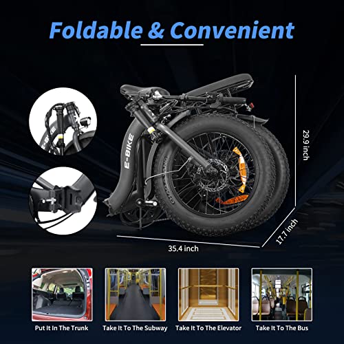 AIWARGOD Electric Bike for Adults, 500W Folding Electric Bicycle with 36V Removable Lithium Battery, 20" x 4.0 Fat Tire Ebike for Adults with Shimano 7-Speed Shifter Mens/Women 25MPH E Bikes