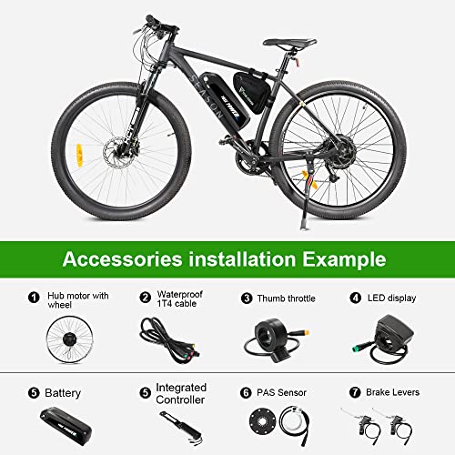 Yose Power Waterproof 26Inch 500W Ebike Conversion Kit with 48V 13Ah Battery for Cassette 26" Electric Bike Rear Wheel, Electric Bicycle Hub Motor Kit, LED Display, Installation Tool