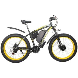 GOGOBEST 26" Fat Tire Electric Bike GF700,1000W Dual Motor 48V 17.5AH Electric Mountain Bike 31 MPH Dirt Ebike for Adults Shimano 7-Speed 3 Riding Modes (Yellow)
