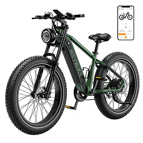 Heybike Brawn Electric Bike for Adults 48V 18Ah Removable Battery Ebike with 750W Motor, 28MPH Max Speed, Hydraulic Front Fork 26" Fat Tire (Brawn-Green, Green)