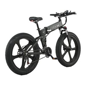 ride66 Electric Bike Folding Bicycle 1000W Powerful Motor 26 Inch Fat Tire Fork and Central Suspension 21 Speed Dual Battery Hydraulic Disc Brake for Adults