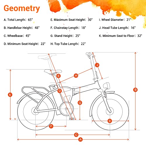 KBO Flip Folding Electric Bike, 60Mi Long Range 500W Foldable EBikes for Adults, 20X3 Fat Tire City Commuter Electric Bicycle, Shimano 7-Speed, 23Mph