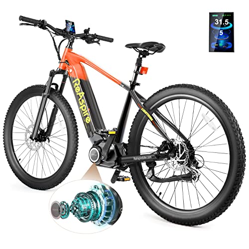 FIOTAS ReAspire Electric Bikes Adult 500W MID Motor Ebike 48V 15Ah Samsung Lithium Battery 27.5' Tire E Bikes 50Miles Mountain Electric Bicycle Dual Shock Absorbers Shimano 8-Speed(Reddish Black)