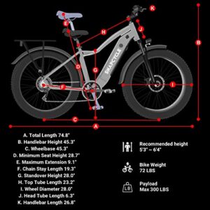Snapcycle R1 Electric Bike Adults 750W Motor 48V 14Ah Samsung Lithium-Ion Battery Removable 26'' Fat Tire Ebike 28MPH Snow Beach Mountain Sand E-Bike Shimano 6-Speed