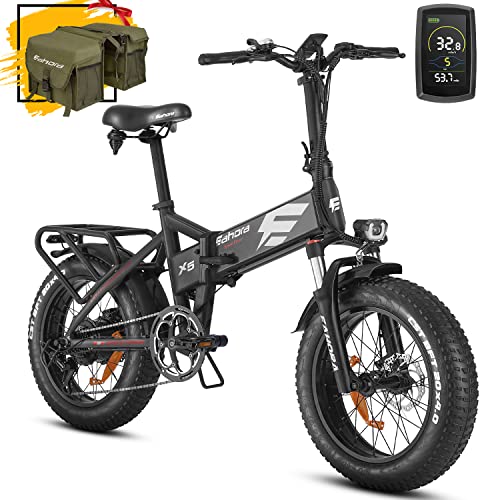 eAhora Upgraded X5 750W Electric Bike for Adults,30MPH Fat Tire Electric Bike with 48V/15AH Removable Battery,20 inch Folding Electric Bike with Shimano 7-Speed, Cruise Control