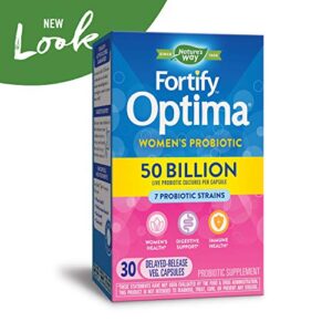 Nature's Way Fortify Optima Daily Probiotic for Women, 50 Billion Live Cultures, Digestive and Immune Health Support Supplement*, 30 Vegan Capsules