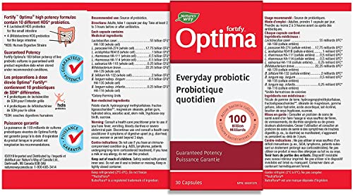 Nature’s Way Fortify Optima Daily Probiotic, 100 Billion, 15 Strains, Digestive & Immune Support*, with Prebiotics, 30 Capsules