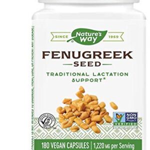 Nature's Way Fenugreek Seed 610 mg, Non-GMO Project Verified, TRU-ID Certified, Vegetarian, 180 Count, Pack of 2