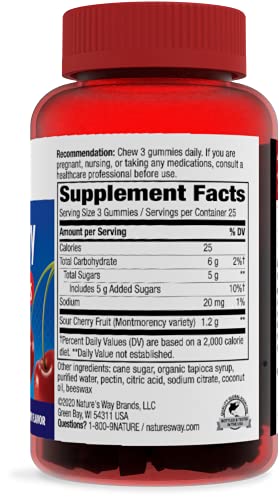 Nature's Way Tart Cherry, Ultra Montmorency Cherry, 1200 mg Potency, 75 Gummies