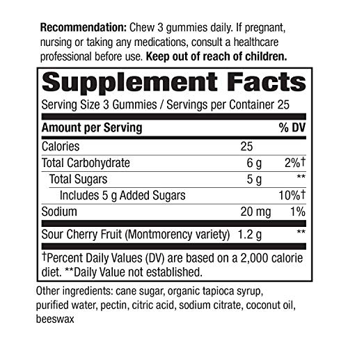 Nature's Way Tart Cherry, Ultra Montmorency Cherry, 1200 mg Potency, 75 Gummies