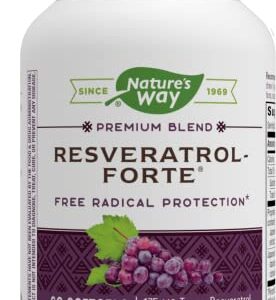 Nature’s Way Resveratrol-Forte, Premium Blend, Free Radical Protection*, 175 mg of Resveratrol per Serving, 60 Softgels