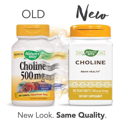 Nature's Way Choline, 500 mg, 100 Tablets, Pack of 2