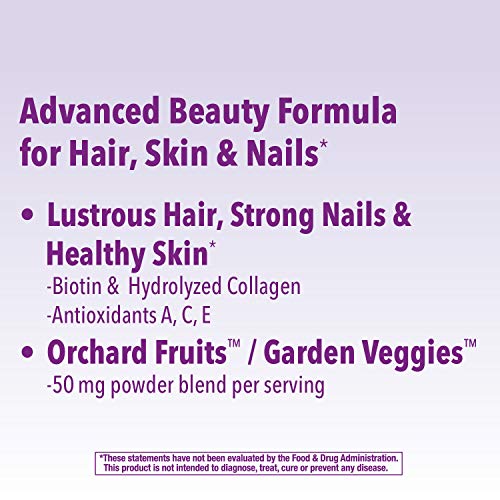Nature's Way Alive! Hair, Skin & Nails Gummies with Biotin and Collagen, Beauty Support*, Strawberry Flavored, 60 Gummies