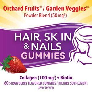 Nature's Way Alive! Hair, Skin & Nails Gummies with Biotin and Collagen, Beauty Support*, Strawberry Flavored, 60 Gummies