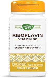 nature’s way vitamin b2, 100 mg riboflavin, 100 capsules, pack of 2