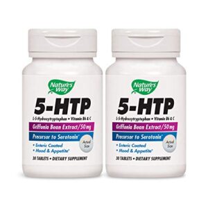 nature’s way 5-htp, l-5-hydroxytryptophan vitamin b6 + vitamin c + griffonia bean extract, 30 count (2 pack)