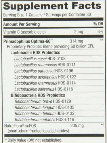 Nature’s Way Fortify Optima Daily Probiotic 60 Billion 15 Strains Digestive and Immune Support* with Prebiotics 30 Capsules