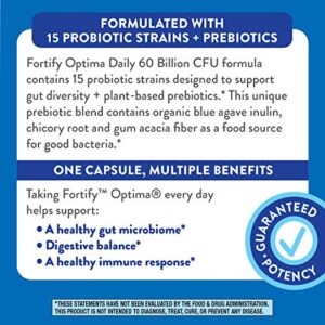 Nature’s Way Fortify Optima Daily Probiotic 60 Billion 15 Strains Digestive and Immune Support* with Prebiotics 30 Capsules